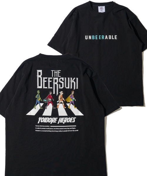 ADPOSION(アドポーション)の「【YOIDORE】ビールすきTシャツ / 刺繍MIX グラフィックプリント クルーネックTシャツ(Tシャツ/カットソー・メンズ・ブラック/ライトグリーン/ホワイト・X-LARGE/LARGE/MEDIUM)」の1枚目の写真