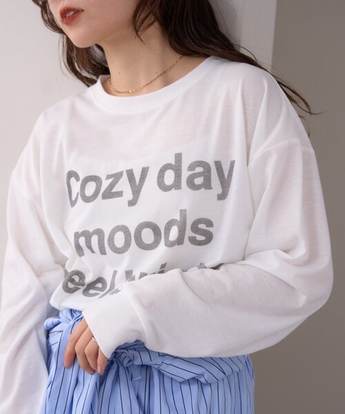 WILLOW（ウィロー）の「【willow】かすれロゴオーバーロンTEE（Tシャツ/カットソー・レディース・グレー/ホワイト・ONE SIZE）」の2枚目の写真