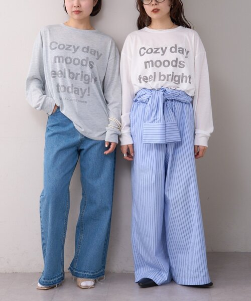 WILLOW（ウィロー）の「【willow】かすれロゴオーバーロンTEE（Tシャツ/カットソー・レディース・グレー/ホワイト・ONE SIZE）」の4枚目の写真