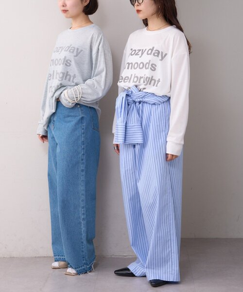 WILLOW（ウィロー）の「【willow】かすれロゴオーバーロンTEE（Tシャツ/カットソー・レディース・グレー/ホワイト・ONE SIZE）」の5枚目の写真