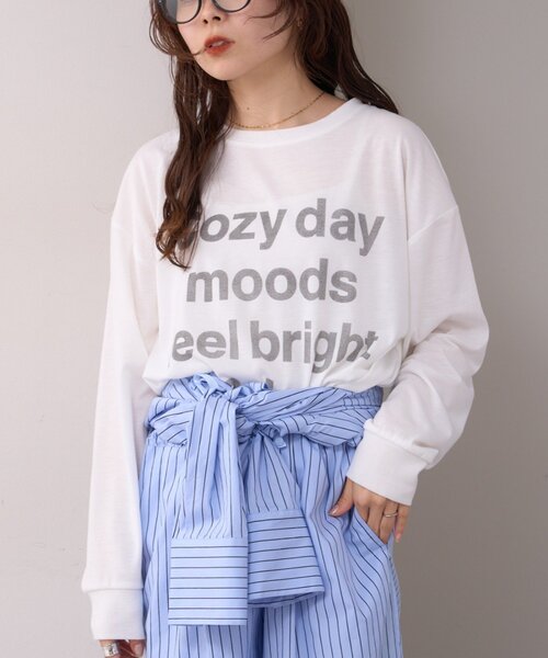 WILLOW（ウィロー）の「【willow】かすれロゴオーバーロンTEE（Tシャツ/カットソー・レディース・グレー/ホワイト・ONE SIZE）」の7枚目の写真