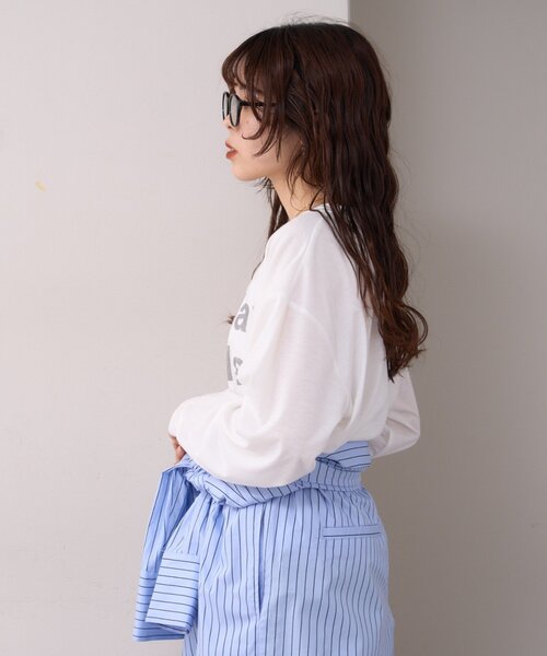 WILLOW（ウィロー）の「【willow】かすれロゴオーバーロンTEE（Tシャツ/カットソー・レディース・グレー/ホワイト・ONE SIZE）」の8枚目の写真