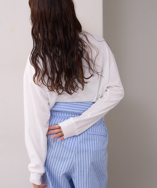 WILLOW（ウィロー）の「【willow】かすれロゴオーバーロンTEE（Tシャツ/カットソー・レディース・グレー/ホワイト・ONE SIZE）」の9枚目の写真