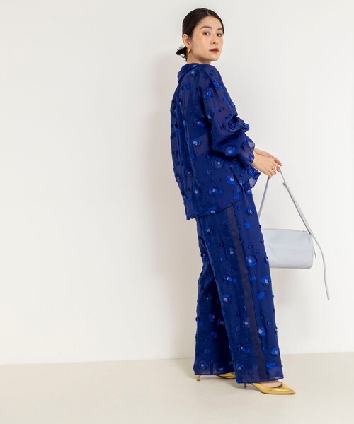 NOLLEY’S（ノーリーズ）の「《セットアップ対応》【KIRYU】 MIXウォッシャブルフラワー柄ジャガードパンツ（その他パンツ・レディース・ロイヤルブルー・38）」の17枚目の写真