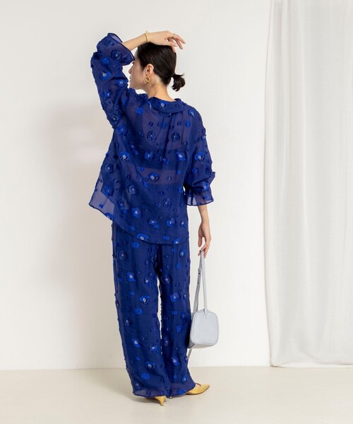 NOLLEY’S（ノーリーズ）の「《セットアップ対応》【KIRYU】 MIXウォッシャブルフラワー柄ジャガードパンツ（その他パンツ・レディース・ロイヤルブルー・38）」の18枚目の写真