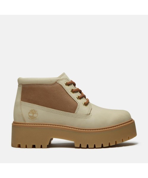 Timberland(ティンバーランド)の「ストーン ストリート ミッド ウォータープルーフ ブーツ レディース(防水)(ブーツ・レディース・ライトベージュ・24.0cm/23.5cm/23.0cm/22.5cm)」の1枚目の写真