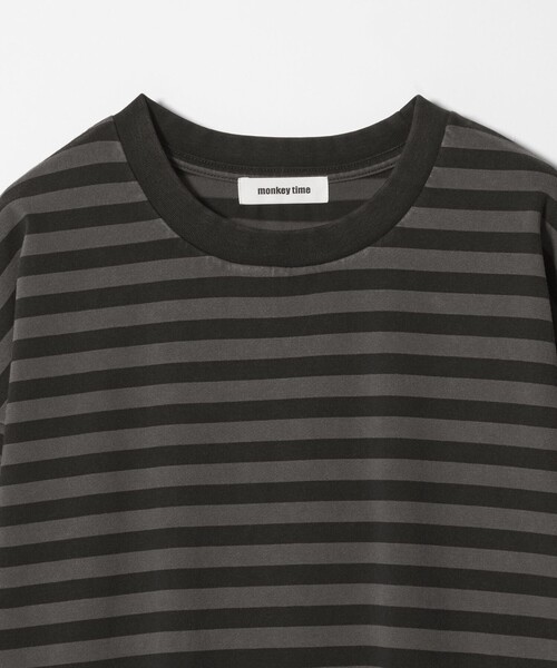MONKEY TIME（モンキータイム）の「ウォッシュド ボーダー ロングスリーブ Tシャツ（Tシャツ/カットソー・メンズ・ブラック/ブラウン/ターコイズブルー・S/XL/L/M）」の5枚目の写真