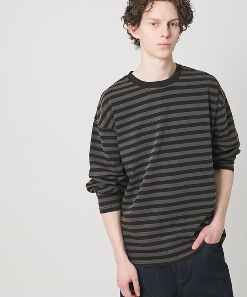 MONKEY TIME（モンキータイム）の「ウォッシュド ボーダー ロングスリーブ Tシャツ（Tシャツ/カットソー・メンズ・ブラック/ブラウン/ターコイズブルー・S/XL/L/M）」の19枚目の写真