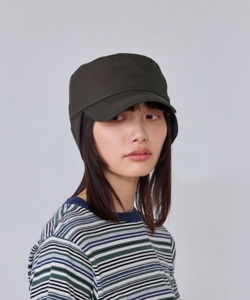 OVERRIDE（オーバーライド）の「OVERRIDE  FLAP DE GAULLE CAP SG / オーバーライド（キャップ・レディース・ベージュ/チャコール・57~59cm）」の4枚目の写真