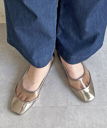 un dix cors | スクエアクリアフラットパンプス(ブーツ)