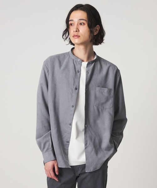 A DAY IN THE LIFE UNITED ARROWS(アデイインザライフユナイテッドアローズ)の「スエードライク リラックス バンドカラーシャツ<A DAY IN THE LIFE>(シャツ/ブラウス・メンズ・ネイビー/モカ/グレー系・M/L)」の2枚目の写真