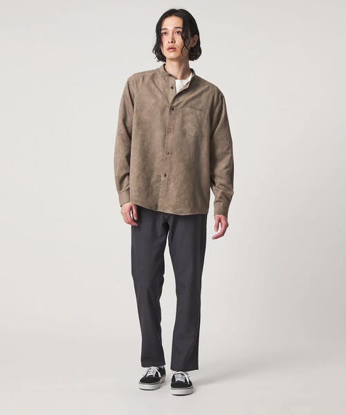 A DAY IN THE LIFE UNITED ARROWS(アデイインザライフユナイテッドアローズ)の「スエードライク リラックス バンドカラーシャツ<A DAY IN THE LIFE>(シャツ/ブラウス・メンズ・ネイビー/モカ/グレー系・M/L)」の5枚目の写真