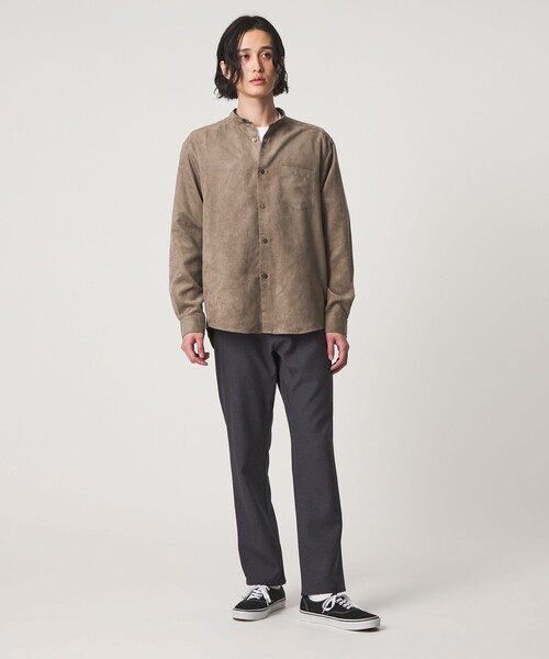 A DAY IN THE LIFE UNITED ARROWS(アデイインザライフユナイテッドアローズ)の「スエードライク リラックス バンドカラーシャツ<A DAY IN THE LIFE>(シャツ/ブラウス・メンズ・ネイビー/モカ/グレー系・M/L)」の6枚目の写真