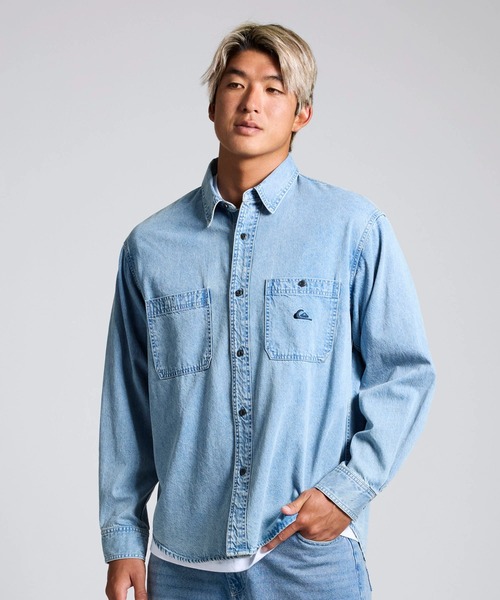 Quiksilver（クイックシルバー）の「QUIKSILVER メンズ DENIM WASH SH 長袖デニムシャツ ルーズフィット 【2026年春夏モデル】/クイックシルバー（シャツ/ブラウス・メンズ・グレー/インディゴブルー/ブルー・LARGE/MEDIUM/X-LARGE）」の21枚目の写真