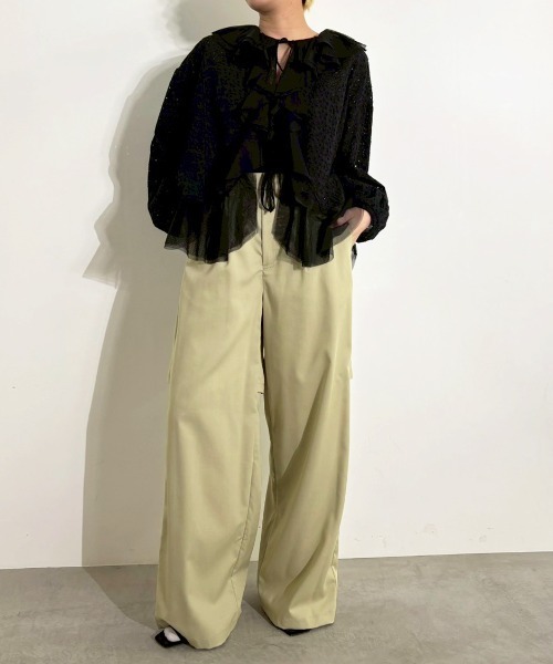 MIDVEIN(ミッドヴェイン)の「cutting lace x tulle blouse(シャツ/ブラウス・レディース・ブラック/ライトイエロー/ホワイト・FREE)」の12枚目の写真