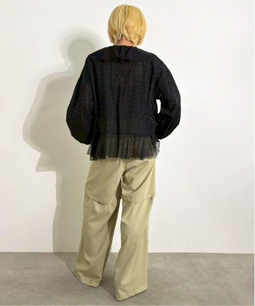 MIDVEIN(ミッドヴェイン)の「cutting lace x tulle blouse(シャツ/ブラウス・レディース・ブラック/ライトイエロー/ホワイト・FREE)」の13枚目の写真