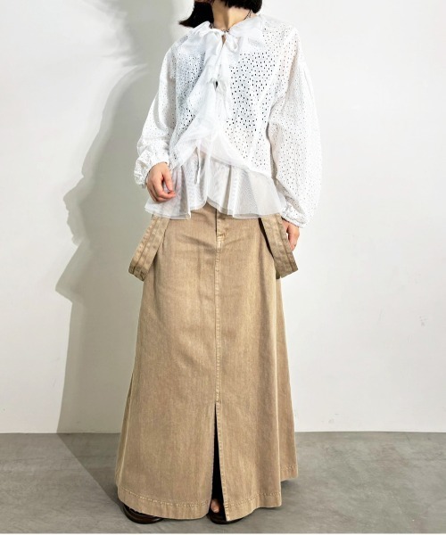 MIDVEIN(ミッドヴェイン)の「cutting lace x tulle blouse(シャツ/ブラウス・レディース・ブラック/ライトイエロー/ホワイト・FREE)」の16枚目の写真