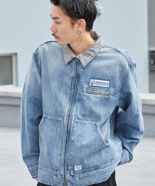 Liberaiders(リベレイダース)の「Liberaiders/リベレイダース DENIM WORK JACKET ライトアウター デニムジャケット 缶バッジ ワーク ストリート ダブルジップ メンズ レディース 秋 秋服 2026年秋冬 冬服(カバーオール・メンズ・ブルー・M/XL/L)」の6枚目の写真
