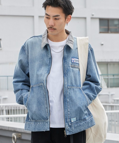 Liberaiders(リベレイダース)の「Liberaiders/リベレイダース DENIM WORK JACKET ライトアウター デニムジャケット 缶バッジ ワーク ストリート ダブルジップ メンズ レディース 秋 秋服 2026年秋冬 冬服(カバーオール・メンズ・ブルー・M/XL/L)」の3枚目の写真