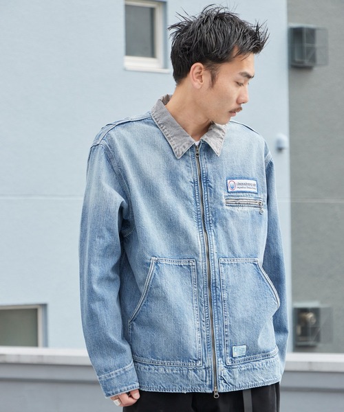 Liberaiders(リベレイダース)の「Liberaiders/リベレイダース DENIM WORK JACKET ライトアウター デニムジャケット 缶バッジ ワーク ストリート ダブルジップ メンズ レディース 秋 秋服 2026年秋冬 冬服(カバーオール・メンズ・ブルー・M/XL/L)」の9枚目の写真