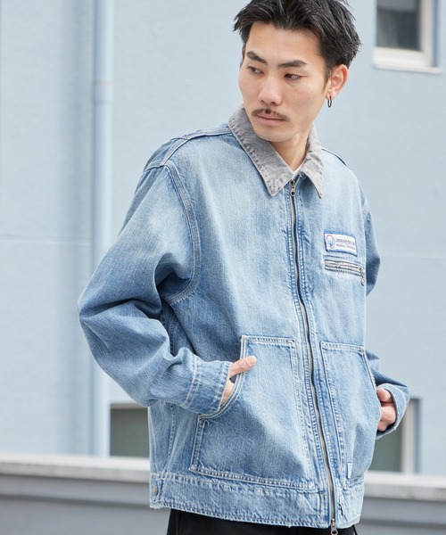 Liberaiders(リベレイダース)の「Liberaiders/リベレイダース DENIM WORK JACKET ライトアウター デニムジャケット 缶バッジ ワーク ストリート ダブルジップ メンズ レディース 秋 秋服 2026年秋冬 冬服(カバーオール・メンズ・ブルー・M/XL/L)」の8枚目の写真