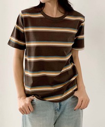 マルチボーダークルーネック半袖Tシャツ