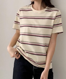マルチボーダークルーネック半袖Tシャツ