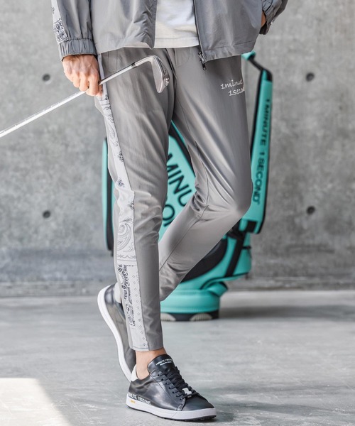 1minute 1second(ワンミニットワンセカンド)の「mp14689-nylon x knit line easy pants イージーパンツ(1M26N020)(その他パンツ・メンズ・ブラック×ホワイト/ブラック×ブラック/グレー・S/XL/L/M)」の4枚目の写真