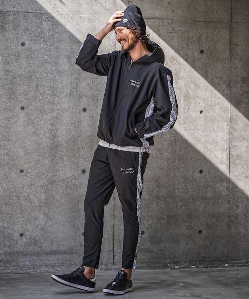 1minute 1second(ワンミニットワンセカンド)の「mp14689-nylon x knit line easy pants イージーパンツ(1M26N020)(その他パンツ・メンズ・ブラック×ホワイト/ブラック×ブラック/グレー・S/XL/L/M)」の15枚目の写真