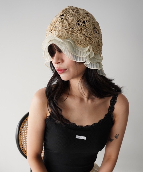 SANSeLF（サンセルフ）の「【SANSeLF】レースクロシェハット saa26s027（ハット・レディース・ライトベージュ/ベージュ・FREE）」の2枚目の写真