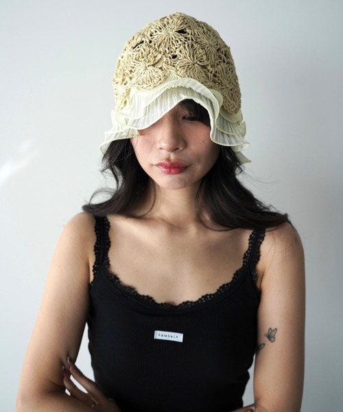 SANSeLF（サンセルフ）の「【SANSeLF】レースクロシェハット saa26s027（ハット・レディース・ライトベージュ/ベージュ・FREE）」の6枚目の写真