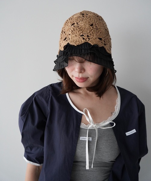 SANSeLF（サンセルフ）の「【SANSeLF】レースクロシェハット saa26s027（ハット・レディース・ライトベージュ/ベージュ・FREE）」の8枚目の写真