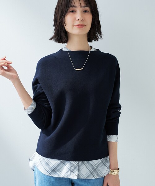 INDIVI(インディヴィ)の「【洗える/無縫製】リラックスシルエットニット(ニット/セーター・レディース・ネイビー/パープル/ライトベージュ/ホワイト・38/13/15 )」の4枚目の写真