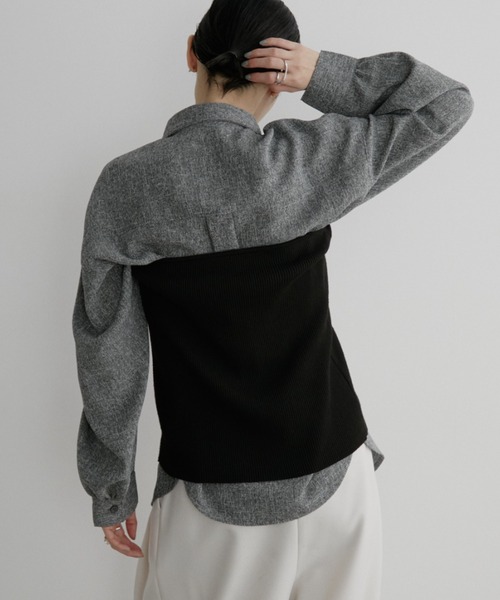 Aunt Marie's（アントマリーズ）の「ミックスツイードオーバーシャツ【セットアップ対応可】（シャツ/ブラウス・レディース・グレー/チャコールグレー/ナチュラル・FREE）」の7枚目の写真