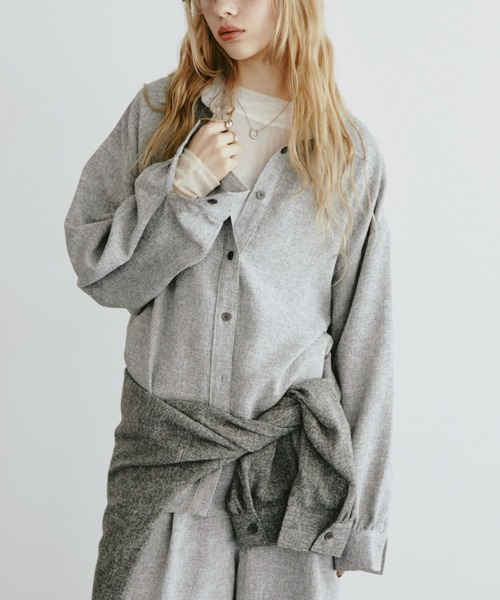 Aunt Marie's（アントマリーズ）の「ミックスツイードオーバーシャツ【セットアップ対応可】（シャツ/ブラウス・レディース・グレー/チャコールグレー/ナチュラル・FREE）」の16枚目の写真