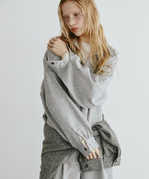 Aunt Marie's（アントマリーズ）の「ミックスツイードオーバーシャツ【セットアップ対応可】（シャツ/ブラウス・レディース・グレー/チャコールグレー/ナチュラル・FREE）」の17枚目の写真