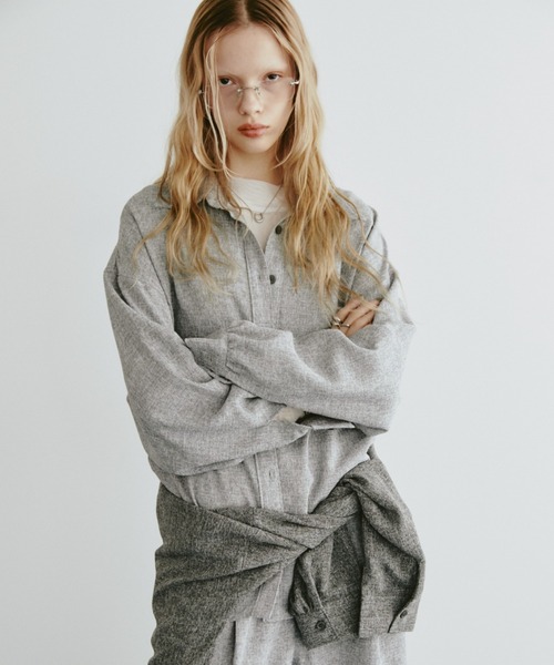 Aunt Marie's（アントマリーズ）の「ミックスツイードオーバーシャツ【セットアップ対応可】（シャツ/ブラウス・レディース・グレー/チャコールグレー/ナチュラル・FREE）」の21枚目の写真