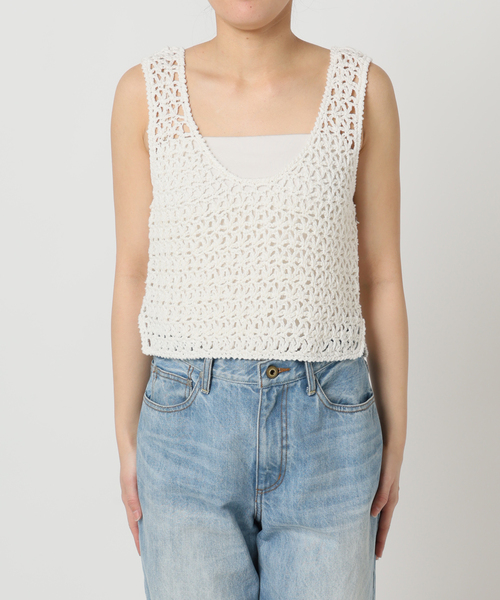 plage（プラージュ）の「R’IAM HAND ニットタンク（タンクトップ・レディース・ホワイト/ブラック・FREE）」の4枚目の写真