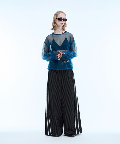 seyto(セイト)の「Stripe line wide straight pants / ストライプサイドラインストレートパンツ(スラックス・メンズ・ブラック/ブラウン・2/1/3)」の8枚目の写真