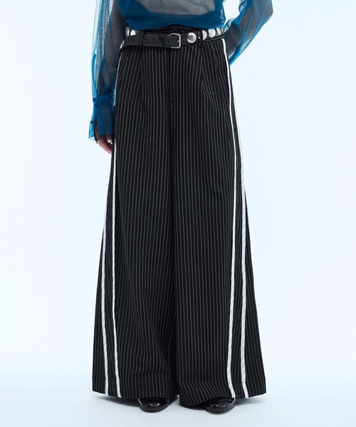 seyto(セイト)の「Stripe line wide straight pants / ストライプサイドラインストレートパンツ(スラックス・メンズ・ブラック/ブラウン・2/1/3)」の9枚目の写真