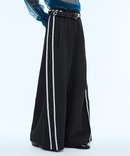 seyto(セイト)の「Stripe line wide straight pants / ストライプサイドラインストレートパンツ(スラックス・メンズ・ブラック/ブラウン・2/1/3)」の10枚目の写真