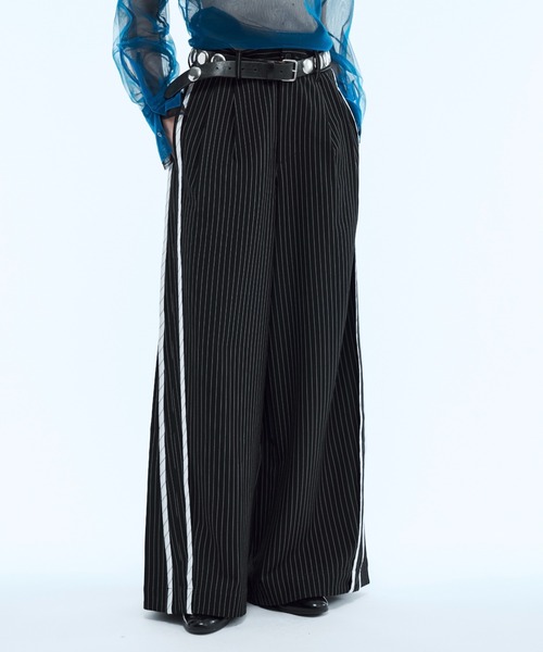 seyto(セイト)の「Stripe line wide straight pants / ストライプサイドラインストレートパンツ(スラックス・メンズ・ブラック/ブラウン・2/1/3)」の12枚目の写真