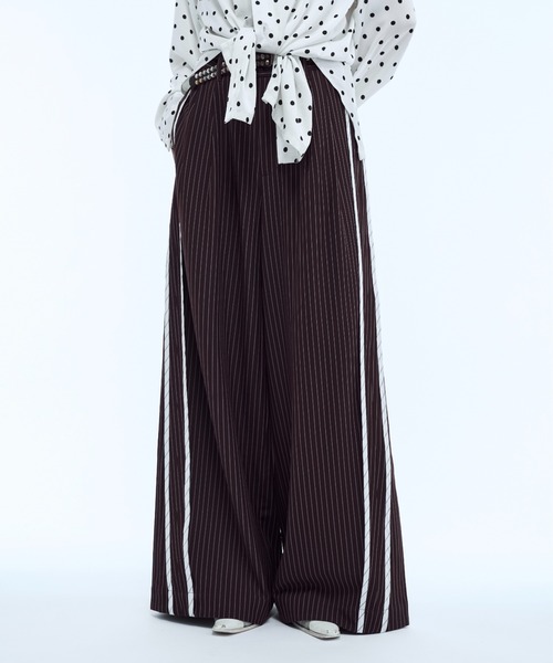 seyto(セイト)の「Stripe line wide straight pants / ストライプサイドラインストレートパンツ(スラックス・メンズ・ブラック/ブラウン・2/1/3)」の19枚目の写真