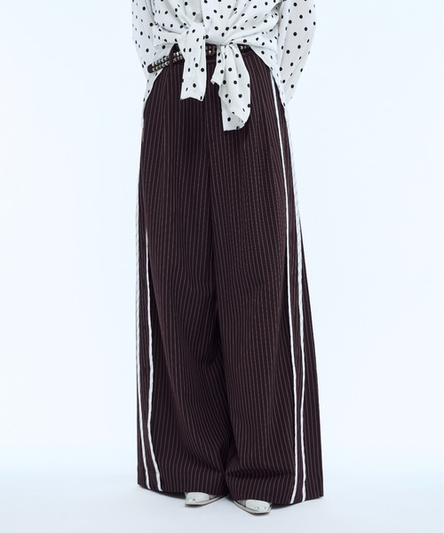 seyto(セイト)の「Stripe line wide straight pants / ストライプサイドラインストレートパンツ(スラックス・メンズ・ブラック/ブラウン・2/1/3)」の21枚目の写真