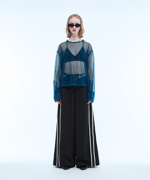 seyto(セイト)の「Stripe line wide straight pants / ストライプサイドラインストレートパンツ(スラックス・メンズ・ブラック/ブラウン・2/1/3)」の4枚目の写真