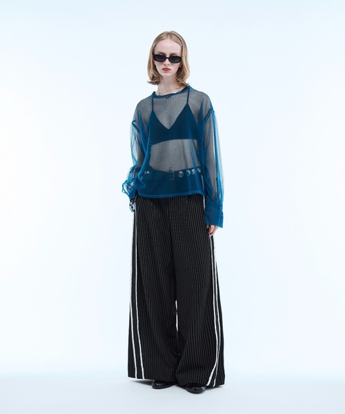 seyto(セイト)の「Stripe line wide straight pants / ストライプサイドラインストレートパンツ(スラックス・メンズ・ブラック/ブラウン・2/1/3)」の6枚目の写真