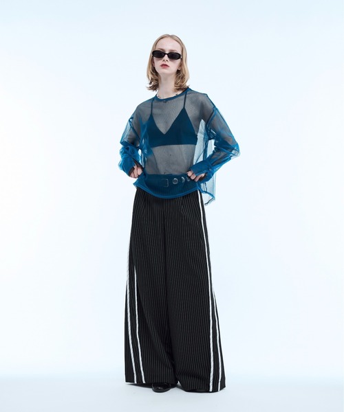 seyto(セイト)の「Stripe line wide straight pants / ストライプサイドラインストレートパンツ(スラックス・メンズ・ブラック/ブラウン・2/1/3)」の7枚目の写真
