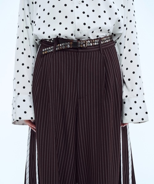 Stripe line wide straight pants / ストライプサイドラインストレート