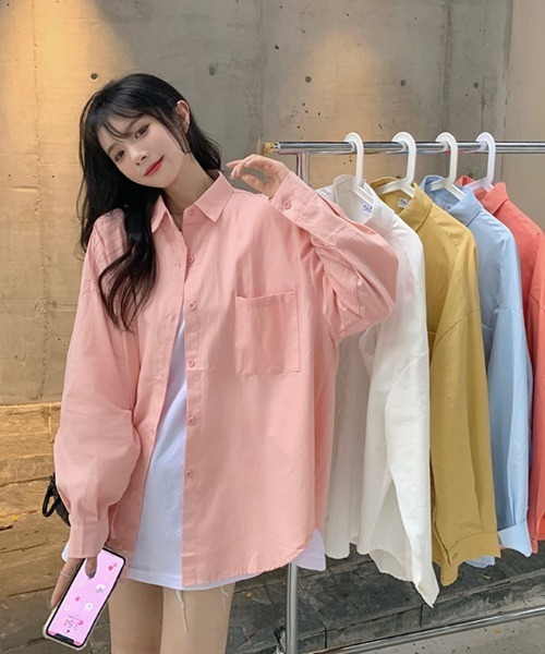 NoBelle(ノベル)の「シアーワイシャツ オーバーサイズ(シャツ/ブラウス・レディース・ピンク/ホワイト/イエロー/ライトブルー・M/L)」の12枚目の写真