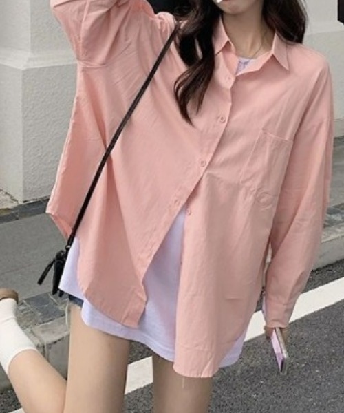 NoBelle(ノベル)の「シアーワイシャツ オーバーサイズ(シャツ/ブラウス・レディース・ピンク/ホワイト/イエロー/ライトブルー・M/L)」の11枚目の写真